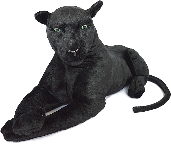 Lifelike stuffed black panther watching over you