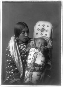 Native American Mother with Baby on Cradle Board